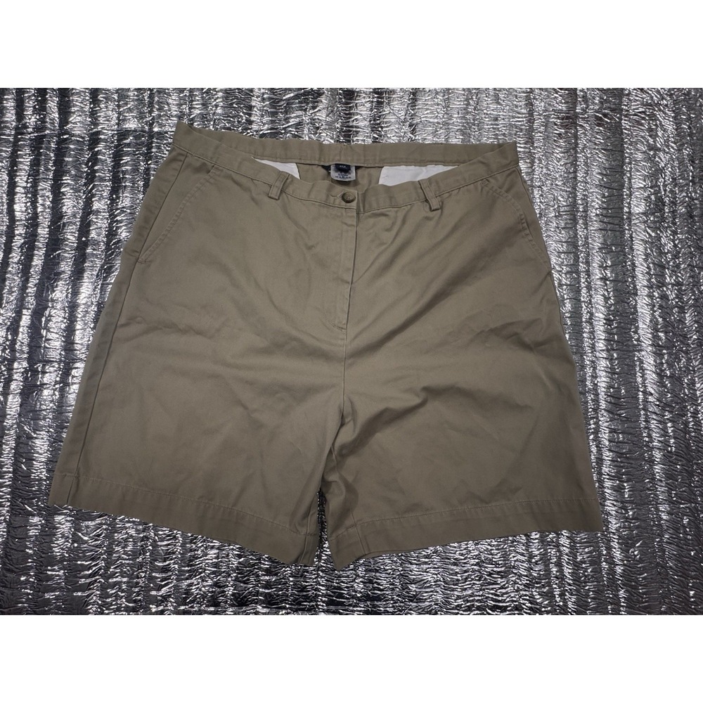 Lands' End Womens Khaki Chino Shorts Size 18 Fit 3 Beige Cotton Blend Mid Rise